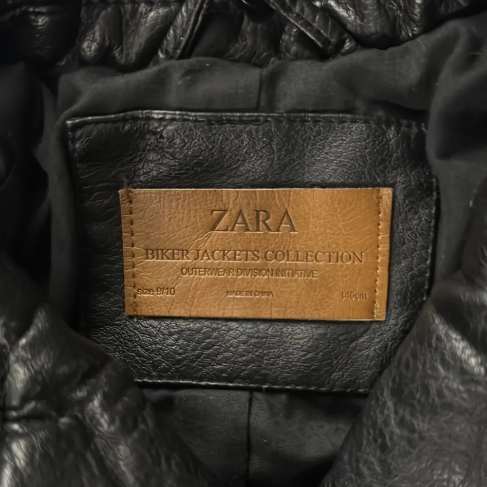 Zara Kids Black Leather Jacket - Picture 2 of 5